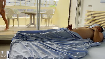 Naked wife was already watching nudists on street when husband woke in the morning Naked wife was already watching nudists on street when husband woke in the morning