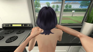 Distracted a housewife with a huge ass from cooking deepthroat blowjob