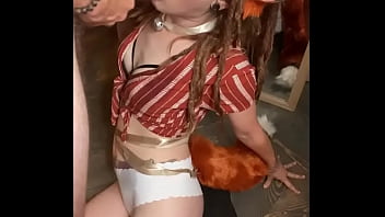 Fox ears olivia makes cute animal noises as she drools on big dick