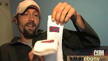 Ebony in a huge bukkake 19