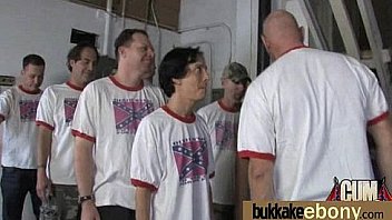 Ebony gets group cumshots 6