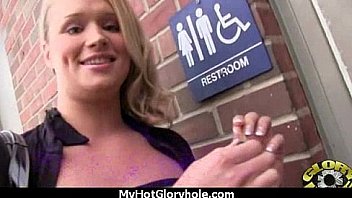 Hot couple having oral sex in gloryhole interracial 13