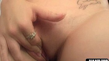 Office girl fingers her shaved pussy