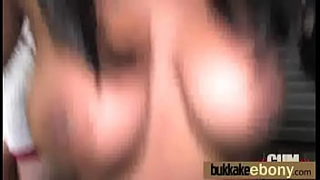 Ebony babe sucking a group of horny white dudes 25