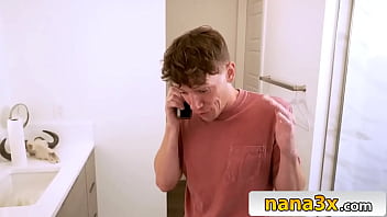 He couldn't resist his nana's massive melons and neither could his stepsis