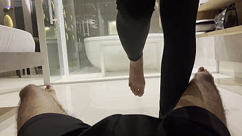Pretty feet and leggings to kick you pov 4k