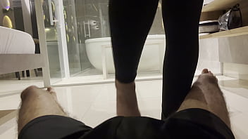 Pretty feet and leggings to kick you pov 4k