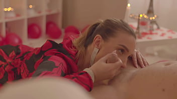 Romantic blowjob and titsjob
