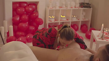 Romantic blowjob and titsjob
