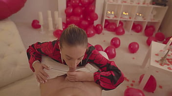 Romantic blowjob and titsjob