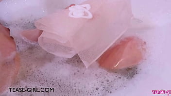 Radiant dark tressed model took a bath