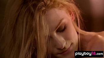 Cute blonde beauty presenting a sensual striptease