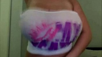 Woman shows her huge amazing tits on webcam