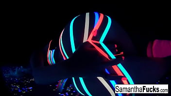 Hot blonde rubs her pussy