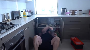 Milf stepmom pays stepson handyman with blowjob riding and creampie