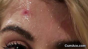 Wicked model gets cumshot on her face gulping all the jism