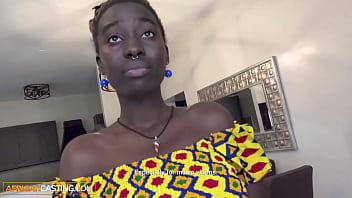 Horny african slut face fucked rough by huge euro dick producer in audition