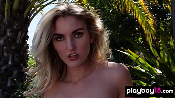 Skinny all natural asian hottie posing nude at her garden