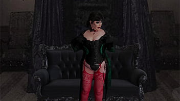 Mature gilf in black plays with multiple toys