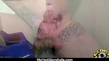 Nasty slut sucks big cock at gloryhole 13