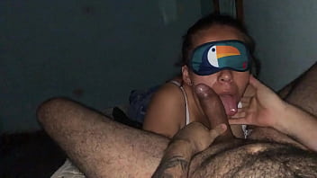 Cock sucking slut blindfolded