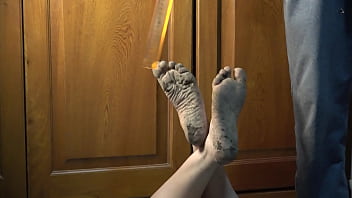 For Foot Fetish Lovers Feet Dirty With Dirt Bugs Bunny Pose Hits With A Rule In A Sole Of Foot thumbnail