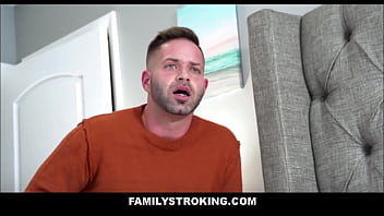 Familystroking hot petite small tits teen step daughter orgasms during family sex with big cock step dad after catching her