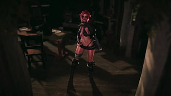 Slutty elf warrior decided to make money in safer way by seducing strangers in tavern Slutty elf warrior decided to make money in safer way by seducing strangers in tavern