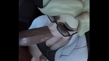Mercy from overwatch gets her face fucked by a big dick