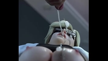 Mercy from overwatch gets her face fucked by a big dick