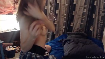 Cute girl tries her glass dildo on webcam