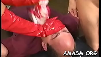 Chopper stuffed in great looking woman 's mouth and love tunnel