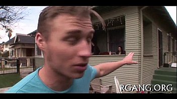 Two gals are gangbanged