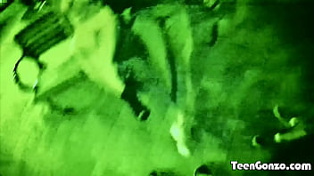 Horny brunette teen sucks cock in public then has her pussy pounded