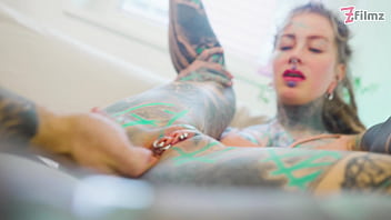 Tattooed pornstar gets filled with huge italian cock and gets covered head to toe in cum atm gapes big cumshot deepthroat