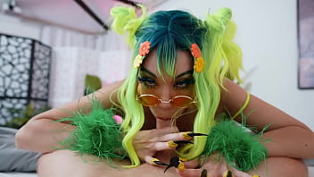 Duo got her deep throat tight pussy and huge titties fucked cosplay little puck