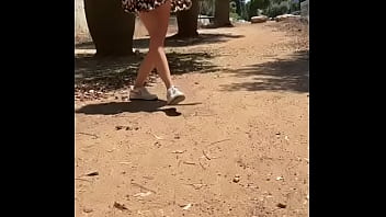 Hot day for a walk without panties