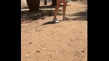 Hot day for a walk without panties