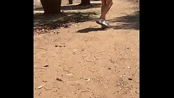 Hot day for a walk without panties