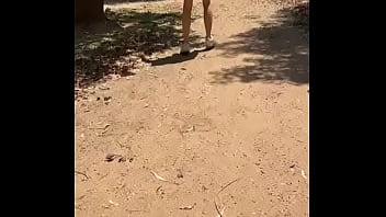 Hot day for a walk without panties