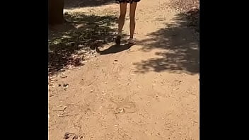 Hot day for a walk without panties