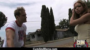 Ebony fucked by a group of white dicks in gangbang 9