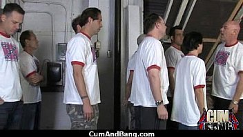 Ebony fucked by a group of white dicks in gangbang 9