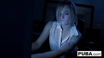 Hot blonde fucks herself