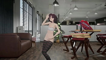 Gothic girl hentai mmd 3d undress dance soft red hair clip