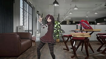 Gothic girl hentai mmd 3d undress dance soft red hair clip