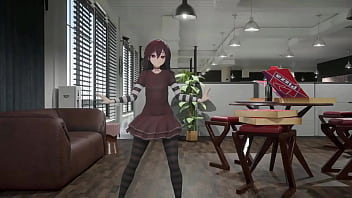 Gothic girl hentai mmd 3d undress dance soft red hair clip