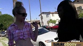 Ebony babe sucks too many white cocks 22