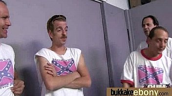 Ebony babe sucks too many white cocks 22