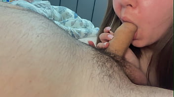 My stepdad's tiny cock fills my inexperienced mouth with cum
